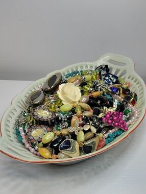 Vintage Made In Germany Serving Tray Filled With Jewelry